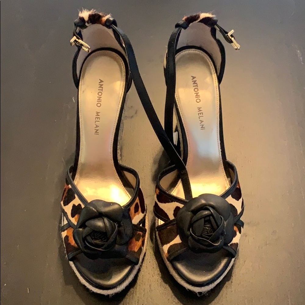 Antonio Melani animal print wedge heels